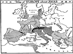 Map of Europe about 500 A.D.