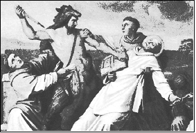이교도에 의해 살해당하는 보니페이스 A.D.753